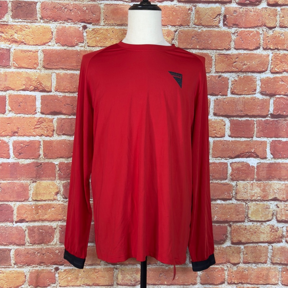 HUGO Active Men’s Red Long Sleeve Tee Smart Dry Workout‎ Wicking Jogger Size XXL